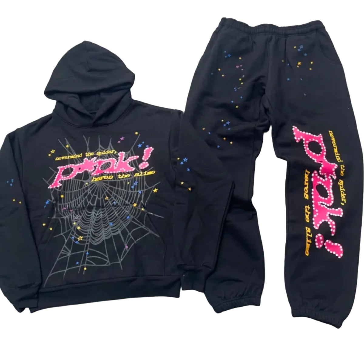 Sp5der P*nk Black Tracksuit