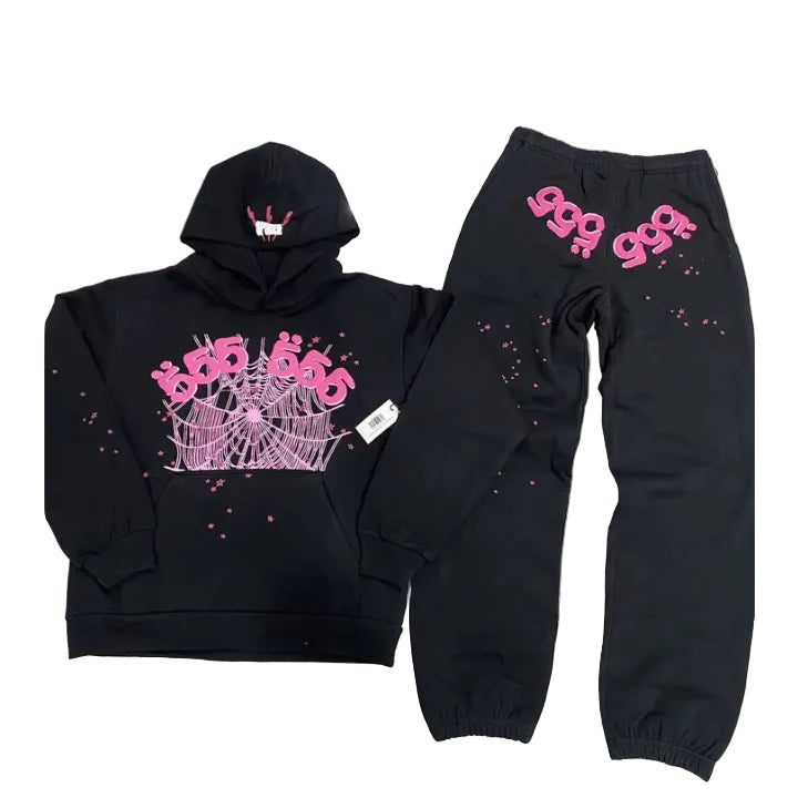 Sp5der Angel Number Black & Pink Tracksuit